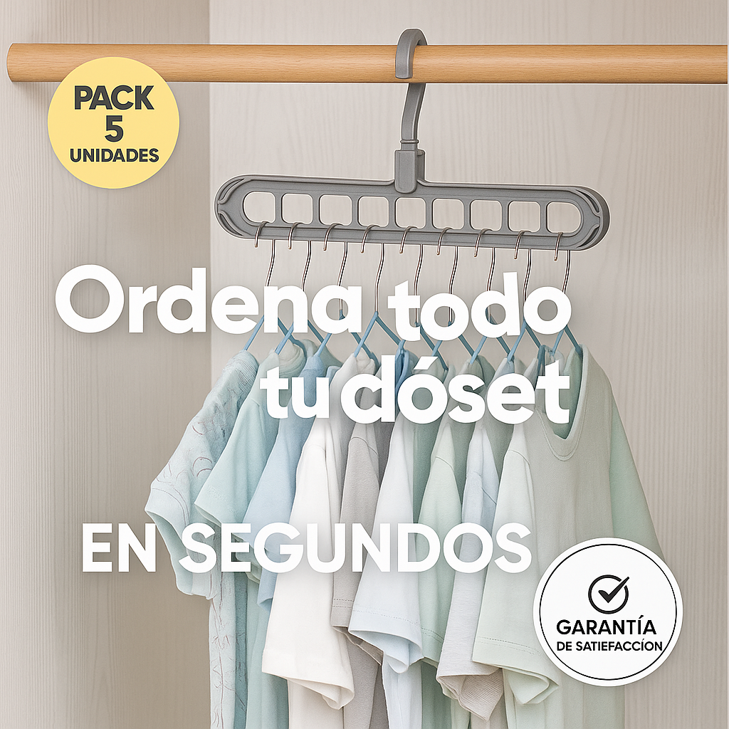 MaxiPerchas™ – PACK 5 Unidades | Ahorra hasta 80% de espacio en tu clóset