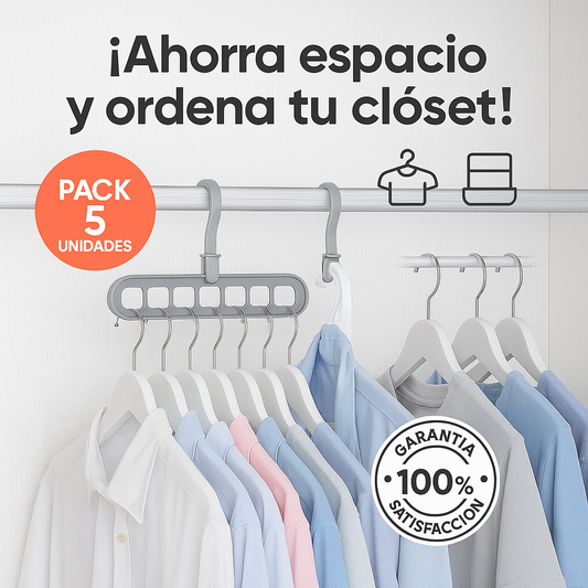 MaxiPerchas™ – PACK 5 Unidades | Ahorra hasta 80% de espacio en tu clóset
