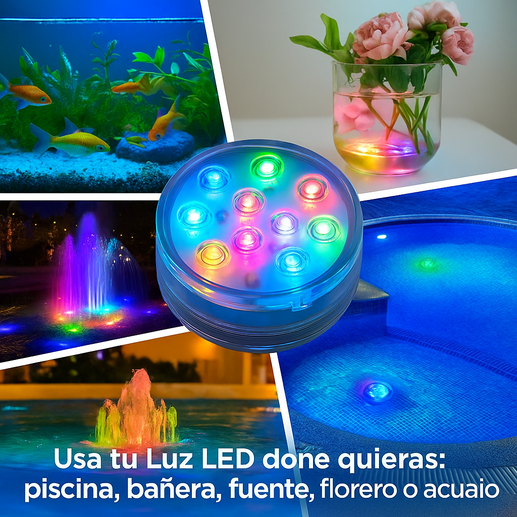 DecoLight™ 2x1 – Luz LED Sumergible Multiusos RGB 🌈💦