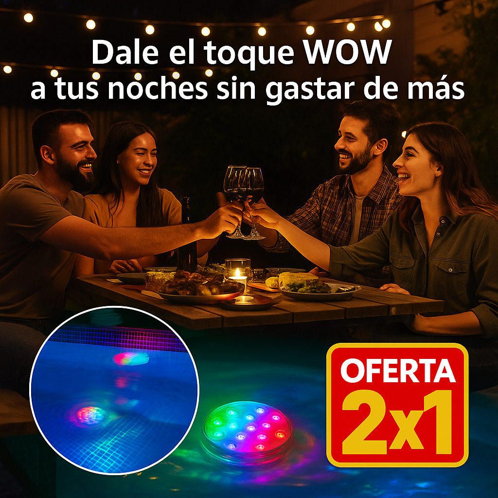 DecoLight™ 2x1 – Luz LED Sumergible Multiusos RGB 🌈💦