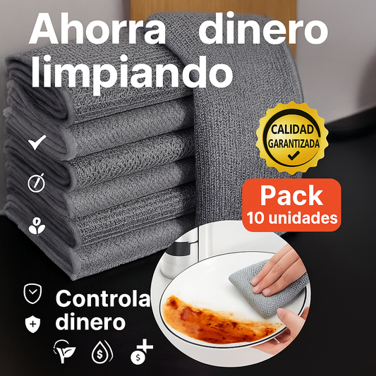 BrilloTotal™ – Limpieza profunda sin esfuerzo - Kit de 10 paños reutilizables ✨