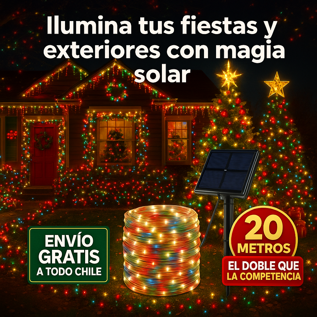 LumiGarden™ 20 m – Ilumina tus fiestas y exteriores con magia solar 🌙