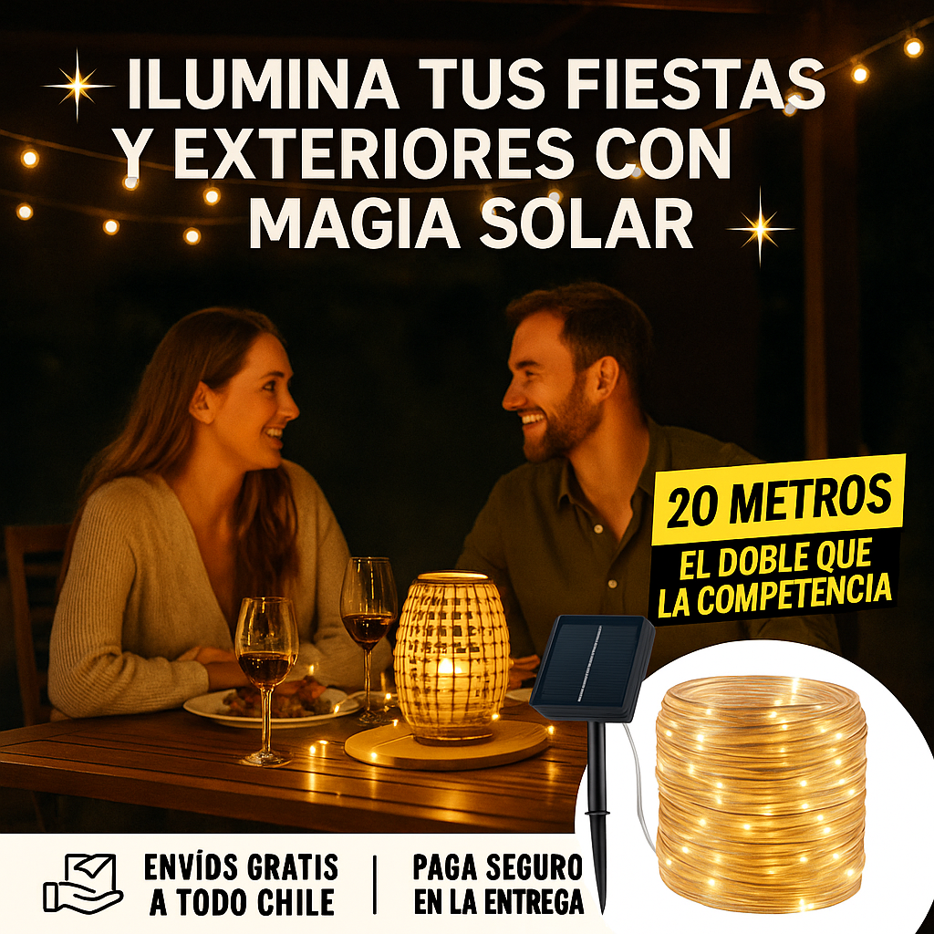 LumiGarden™ 20 m – Ilumina tus fiestas y exteriores con magia solar 🌙