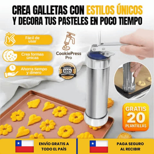 DulceArte™ 🍪 Prensa para hacer galletas + 20 Moldes de Regalo 🎁