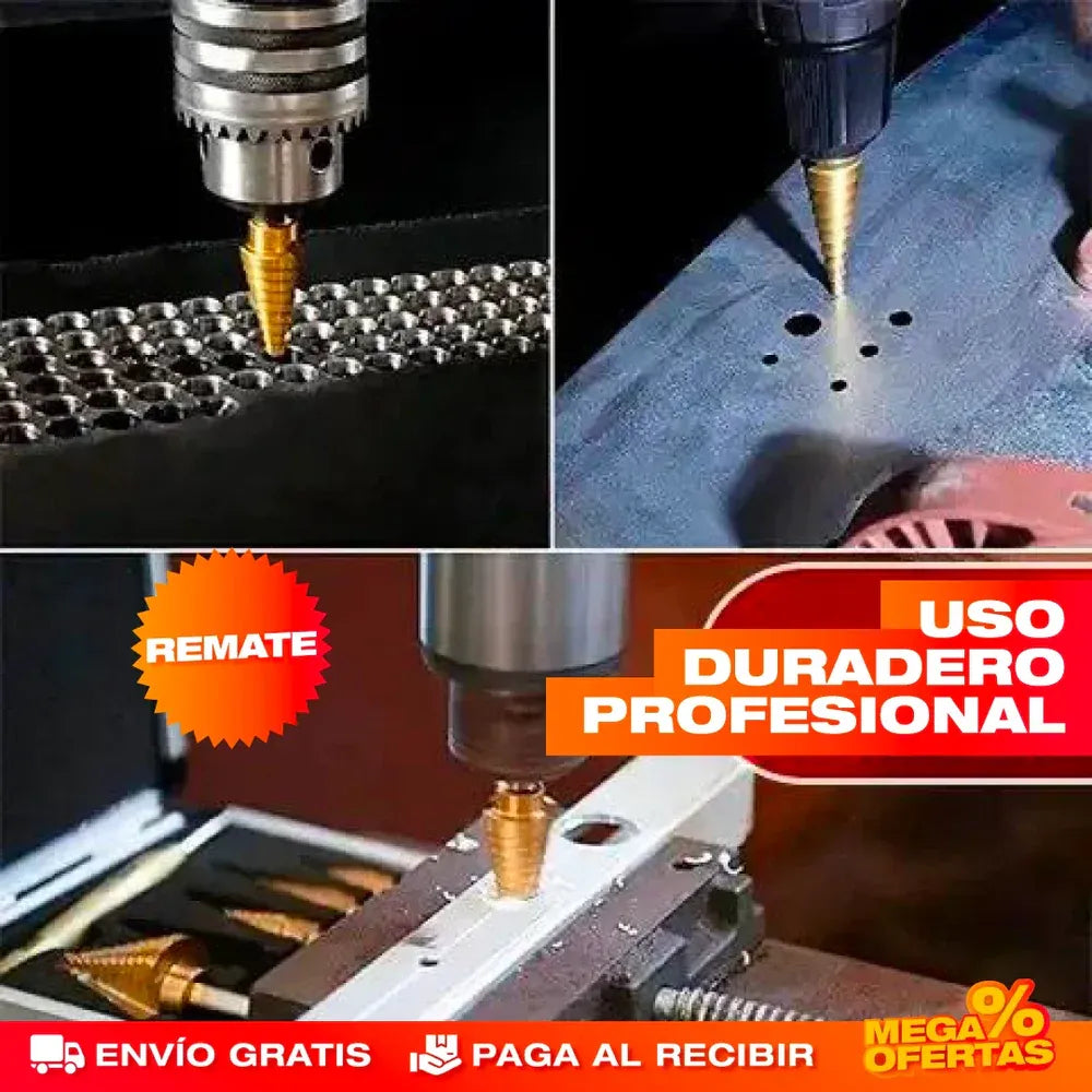 TitanStep™ 🔩 – Brocas cónicas de titanio para perforar sin esfuerzo