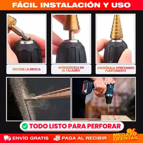 TitanStep™ 🔩 – Brocas cónicas de titanio para perforar sin esfuerzo