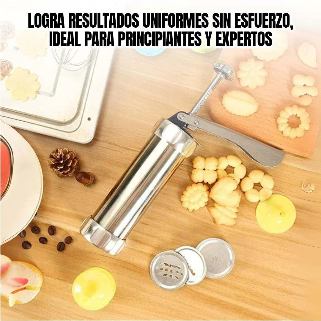 DulceArte™ 🍪 Prensa para hacer galletas + 20 Moldes de Regalo 🎁